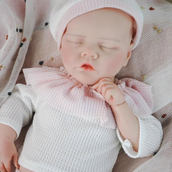18.1in Full Silicone ivory Reborn Baby Dolls BOY Lifelike Sleeping Reborn Doll - Picture 8 of 8
